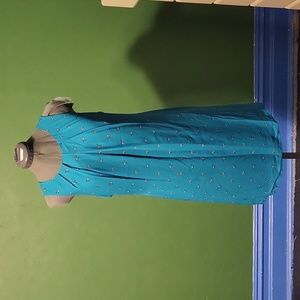 Teal Print Sheath Dress. Worthington. Size 4.
